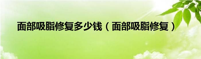 面部吸脂修复多少钱（面部吸脂修复）