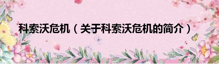 科索沃危机（关于科索沃危机的简介）
