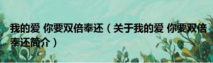 我的爱 你要双倍奉还（关于我的爱 