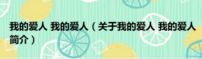 我的爱人 我的爱人（关于我的爱人 