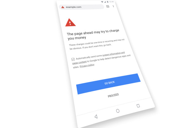 谷歌浏览器很快会向用户发出有关移动计费服务不明确的网页警告