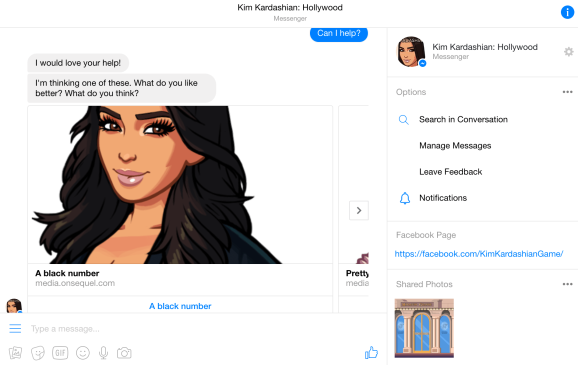 Kim Kardashian推出Facebook Messenger bot来推广她的手机游戏