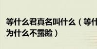 等什么君真名叫什么(等什么君真人长什么样为什么不露脸)