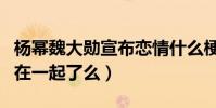 杨幂魏大勋宣布恋情什么梗(魏大勋杨幂真的在一起了么)
