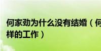 何家劲为什么没有结婚(何家劲现在在做什么样的工作)