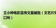 王小帅电影宣传文案被批(文艺片究竟是否需要去迎合大众口味)