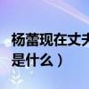 杨蕾现在丈夫是谁（杨蕾与戴志诚离婚的原因是什么）