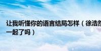 让我听懂你的语言结局怎样(徐浩然和傣族女孩玉波结局在一起了吗)
