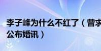 李子峰为什么不红了(曾求婚张天爱的他如今公布婚讯)