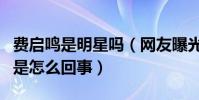 费启鸣是明星吗(网友曝光费启鸣火到了韩国是怎么回事)