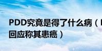 PDD究竟是得了什么病(PDD妻子终于发声回应称其患癌)