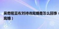 吴奇隆宣布刘诗诗离婚是怎么回事(吴奇隆为什么和刘诗诗离婚)