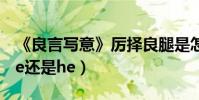 《良言写意》厉择良腿是怎么断的(结局是be还是he)