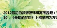 2012最初的梦想范玮琪高考视频(范玮琪最好听的歌曲top10:《最初的梦想》上榜第四为友谊而作)