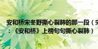 安和桥宋冬野撕心裂肺的那一段(宋冬野好听的歌曲top10:《安和桥》上榜句句撕心裂肺)