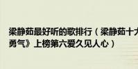 梁静茹最好听的歌排行(梁静茹十大最好听歌曲排行榜:《勇气》上榜第六爱久见人心)