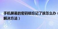 手机屏幕的密码锁忘记了该怎么办(手机屏幕锁密码忘记的解决方法)