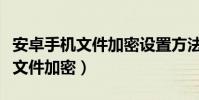 安卓手机文件加密设置方法(如何为安卓手机文件加密)
