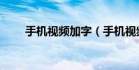 手机视频加字(手机视频加密方法)