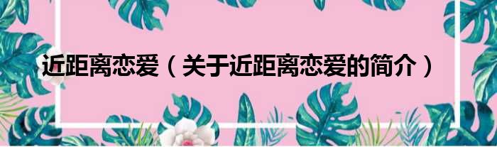近距离恋爱（关于近距离恋爱的简介）