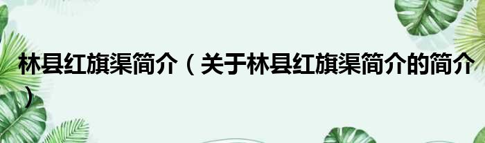 林县红旗渠简介（关于林县红旗渠简介