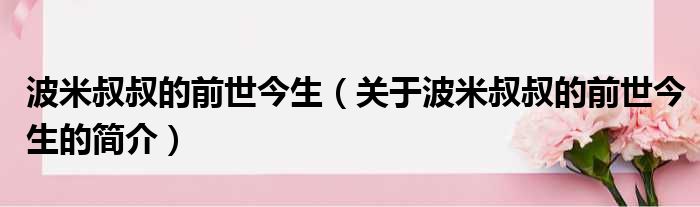 波米叔叔的前世今生（关于波米叔叔的