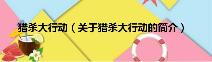 猎杀大行动（关于猎杀大行动的简介）