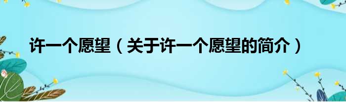 许一个愿望（关于许一个愿望的简介）