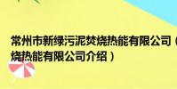 常州市新绿污泥焚烧热能有限公司(关于常州市新绿污泥焚烧热能有限公司介绍)