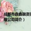 成都市鼎鑫融资担保有限公司（关于成都市鼎鑫融资担保有限公司简介）