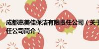 成都惠美佳保洁有限责任公司(关于成都惠美佳保洁有限责任公司简介)