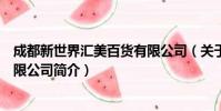 成都新世界汇美百货有限公司(关于成都新世界汇美百货有限公司简介)