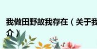 我做田野故我存在(关于我做田野故我存在简介)