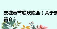 安徽春节联欢晚会(关于安徽春节联欢晚会的简介)