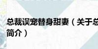 总裁误宠替身甜妻(关于总裁误宠替身甜妻的简介)
