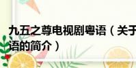 九五之尊电视剧粤语(关于九五之尊电视剧粤语的简介)