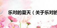 乐对的夏天(关于乐对的夏天的简介)