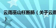 云雨巫山枉断肠(关于云雨巫山枉断肠的简介)