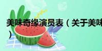 美味奇缘演员表(关于美味奇缘演员表的简介)