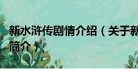 新水浒传剧情介绍(关于新水浒传剧情介绍的简介)