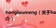 hongloumeng(关于hongloumeng的简介)