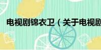 电视剧锦衣卫(关于电视剧锦衣卫的简介)