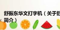 舒振东华文打字机(关于舒振东华文打字机的简介)