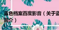 蓝色档案百度影音(关于蓝色档案百度影音的简介)