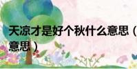 天凉才是好个秋什么意思(天凉好个秋是什么意思)