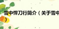 雪中悍刀行简介(关于雪中悍刀行简介的简介)