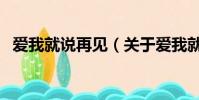 爱我就说再见(关于爱我就说再见的简介)