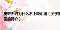 英雄无归为什么不上映中国(关于英雄无归为什么不上映中国的简介)