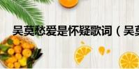 吴莫愁爱是怀疑歌词(吴莫愁 爱是怀疑)
