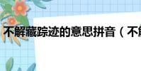 不解藏踪迹的意思拼音(不解藏踪迹的意思)